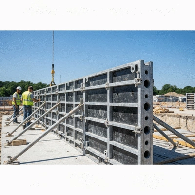 Custom formwork installation on a construction site